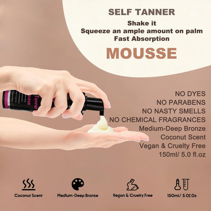 Cathy Doll Cruelty Free Sunless Tanning Mousse – Natural Self Tanner for Fair Skin, Body & Face, 5.07 Fl Oz