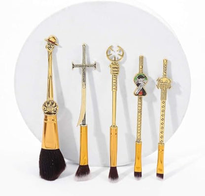 KF Ornament One Piece Makeup Brush Set of 5 - Anime Cosplay Brush Set with Metal Handle, Velvet Gift Bag, for Fans, Birthday, Thanksgiving, Christmas Gift Avelisse