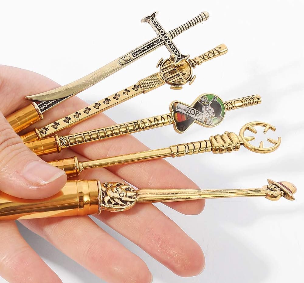 KF Ornament One Piece Makeup Brush Set of 5 - Anime Cosplay Brush Set with Metal Handle, Velvet Gift Bag, for Fans, Birthday, Thanksgiving, Christmas Gift Avelisse