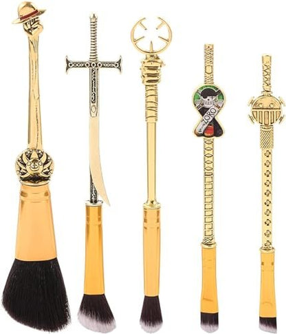 KF Ornament One Piece Makeup Brush Set of 5 - Anime Cosplay Brush Set with Metal Handle, Velvet Gift Bag, for Fans, Birthday, Thanksgiving, Christmas Gift Avelisse