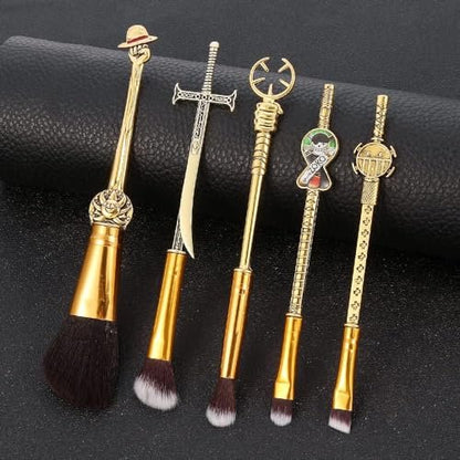 KF Ornament One Piece Makeup Brush Set of 5 - Anime Cosplay Brush Set with Metal Handle, Velvet Gift Bag, for Fans, Birthday, Thanksgiving, Christmas Gift Avelisse