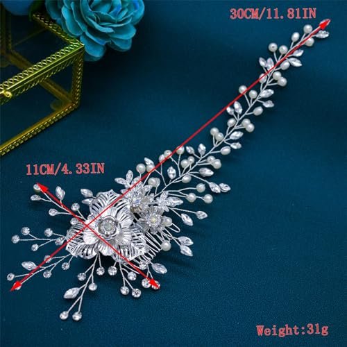 WONRLUA Rhinestone Bridal Hair Comb - Elegant Silver Wedding Hair Pieces for Brides & Bridesmaids Avelisse