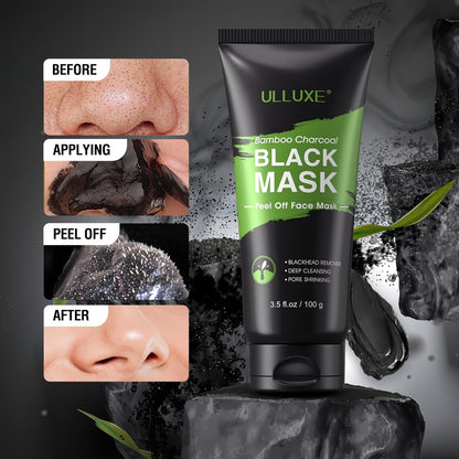 ulluxe Blackhead Remover Mask Kit - Charcoal Peel Off Face Mask for Deep Cleansing Pores, Dirt, Acne, Excess Oil & Blackheads - All Skin Types (3.5 Fl Oz)