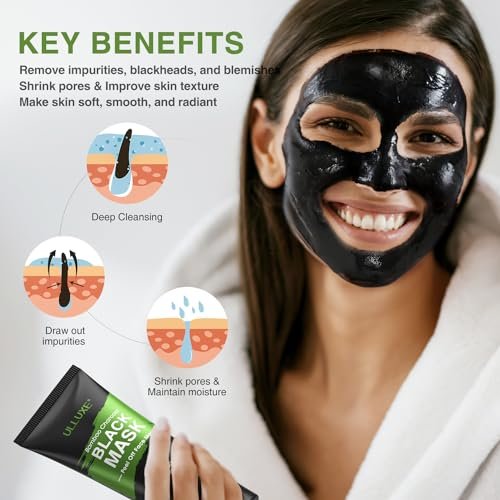 ulluxe Blackhead Remover Mask Kit - Charcoal Peel Off Face Mask for Deep Cleansing Pores, Dirt, Acne, Excess Oil & Blackheads - All Skin Types (3.5 Fl Oz) - görsel 12