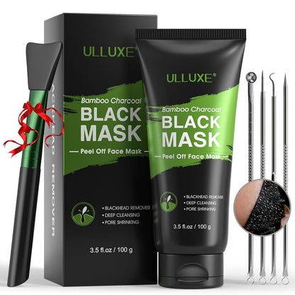 ulluxe Blackhead Remover Mask Kit - Charcoal Peel Off Face Mask for Deep Cleansing Pores, Dirt, Acne, Excess Oil & Blackheads - All Skin Types (3.5 Fl Oz)