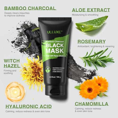 ulluxe Blackhead Remover Mask Kit - Charcoal Peel Off Face Mask for Deep Cleansing Pores, Dirt, Acne, Excess Oil & Blackheads - All Skin Types (3.5 Fl Oz) - görsel 8