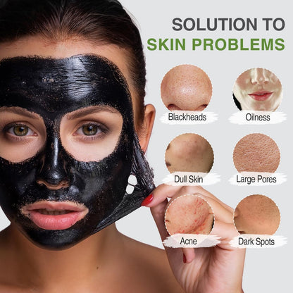 ulluxe Blackhead Remover Mask Kit - Charcoal Peel Off Face Mask for Deep Cleansing Pores, Dirt, Acne, Excess Oil & Blackheads - All Skin Types (3.5 Fl Oz)