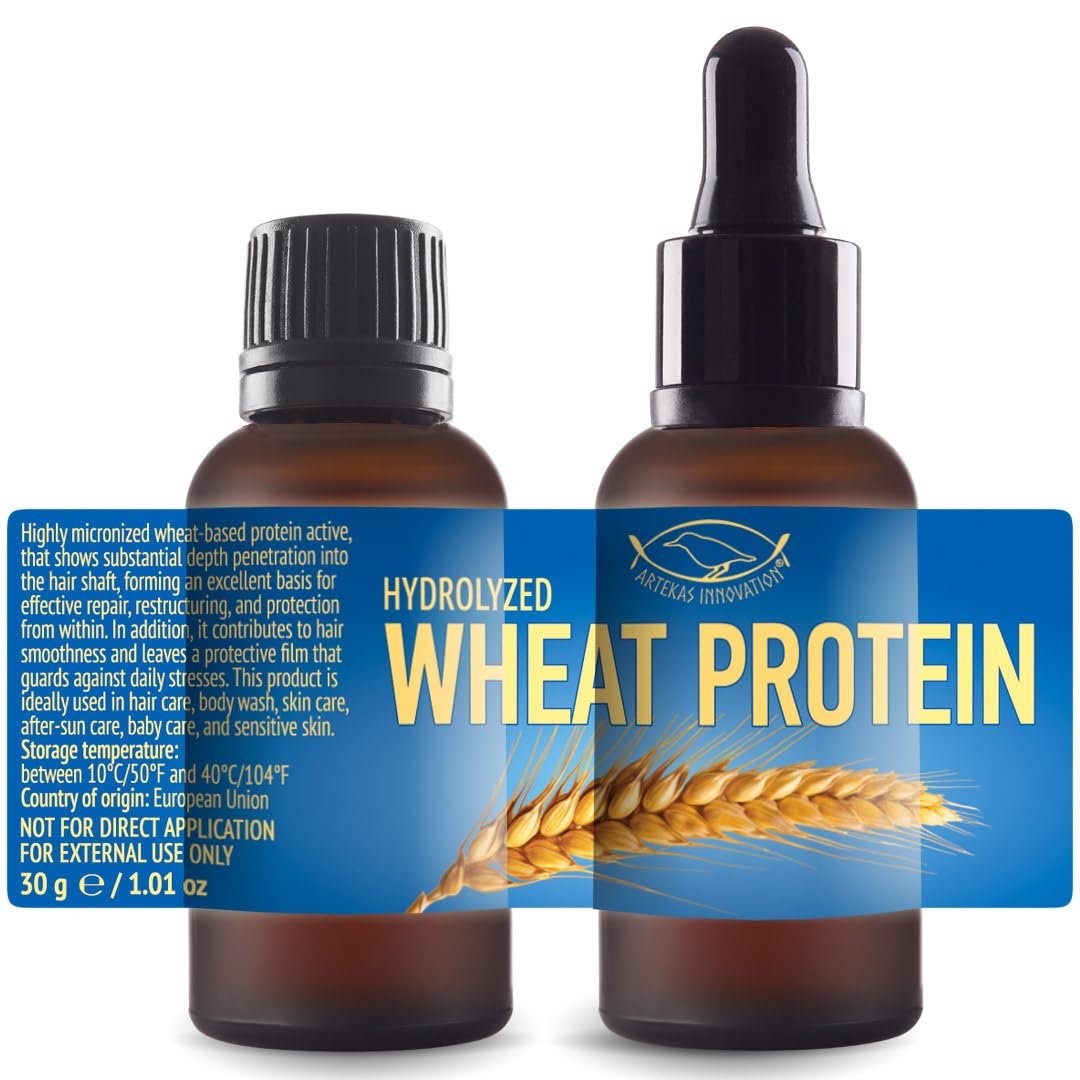 Artekas Innovation Hydrolyzed Wheat Protein Liquid – 2 Ounces for Homemade Hair & Skin Care, Shampoos, Conditioners, Body Washes (2 x 1 oz Vials with Pipettes & Screw Caps) - görsel 1
