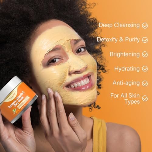 ulluxe Turmeric Vitamin C Clay Mask for Dark Spots, Dull Skin, Moisturizing - Face Mask for Pores, Blackheads, Uneven Skin Tone (5.29 oz) - görsel 8
