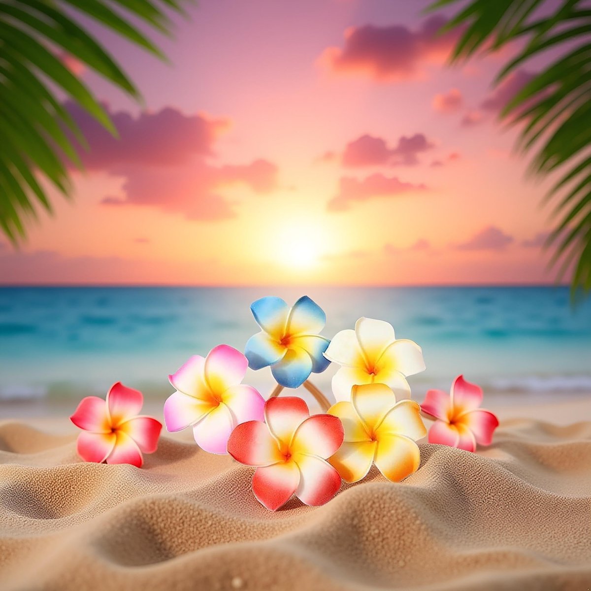 10 Pcs Multicolor Hawaii Plumeria Flower Hair Clips – Tropical Beach Party Hair Barrettes for Women & Girls - görsel 11