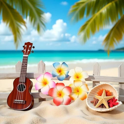 10 Pcs Multicolor Hawaii Plumeria Flower Hair Clips – Tropical Beach Party Hair Barrettes for Women & Girls