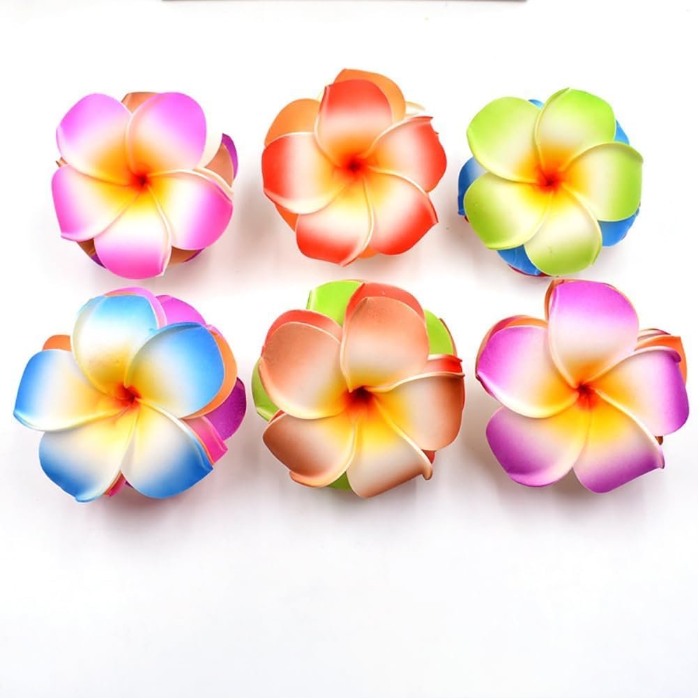 10 Pcs Multicolor Hawaii Plumeria Flower Hair Clips – Tropical Beach Party Hair Barrettes for Women & Girls - görsel 9
