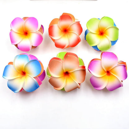 10 Pcs Multicolor Hawaii Plumeria Flower Hair Clips – Tropical Beach Party Hair Barrettes for Women & Girls