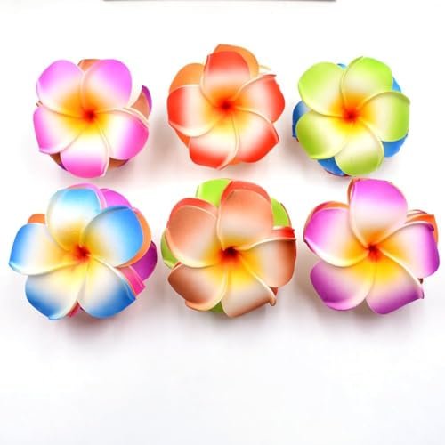 10 Pcs Multicolor Hawaii Plumeria Flower Hair Clips – Tropical Beach Party Hair Barrettes for Women & Girls - görsel 10