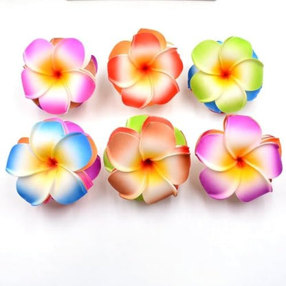 10 Pcs Multicolor Hawaii Plumeria Flower Hair Clips – Tropical Beach Party Hair Barrettes for Women & Girls