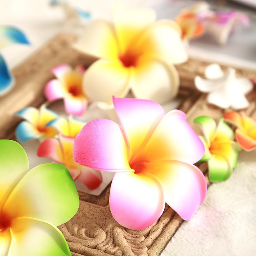 10 Pcs Multicolor Hawaii Plumeria Flower Hair Clips – Tropical Beach Party Hair Barrettes for Women & Girls - görsel 7