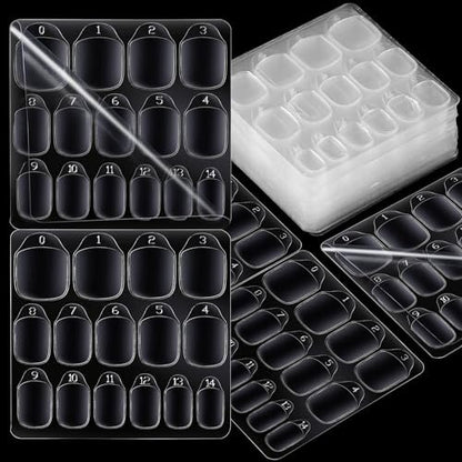 Teenitor 600pcs Press on Nail Adhesive Tabs, 15 Sizes of Nail Stickers for Press ons, Clear/Yellow