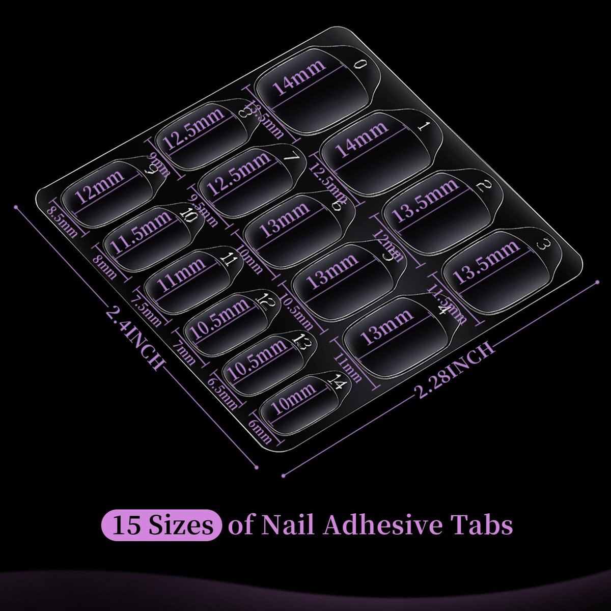 Teenitor 600pcs Press on Nail Adhesive Tabs, 15 Sizes of Nail Stickers for Press ons, Clear/Yellow - görsel 3