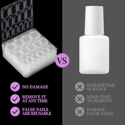 Teenitor 600pcs Press on Nail Adhesive Tabs, 15 Sizes of Nail Stickers for Press ons, Clear/Yellow