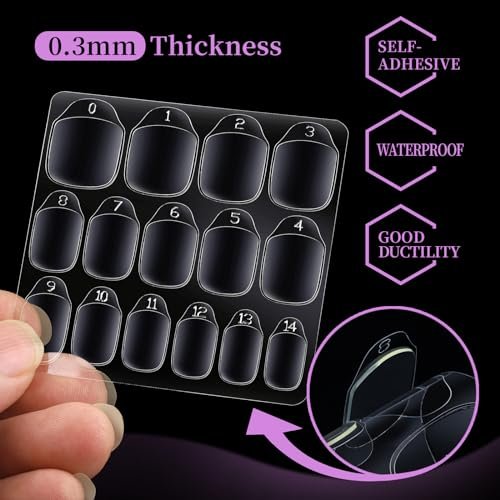 Teenitor 600pcs Press on Nail Adhesive Tabs, 15 Sizes of Nail Stickers for Press ons, Clear/Yellow - görsel 6
