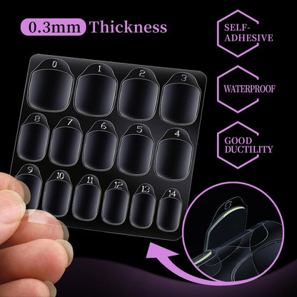 Teenitor 600pcs Press on Nail Adhesive Tabs, 15 Sizes of Nail Stickers for Press ons, Clear/Yellow