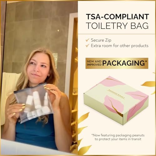 11 Piece Travel Skincare Containers Set - TSA Approved Toiletry Bag & Travel Size Toiletries Bottles - Airless Pump, Dropper Bottles & Travel Size Containers for Serums, Moisturizers, & Oils Avelisse