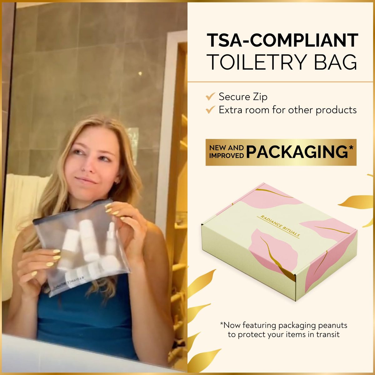 11 Piece Travel Skincare Containers Set - TSA Approved Toiletry Bag & Travel Size Toiletries Bottles - Airless Pump, Dropper Bottles & Travel Size Containers for Serums, Moisturizers, & Oils Avelisse