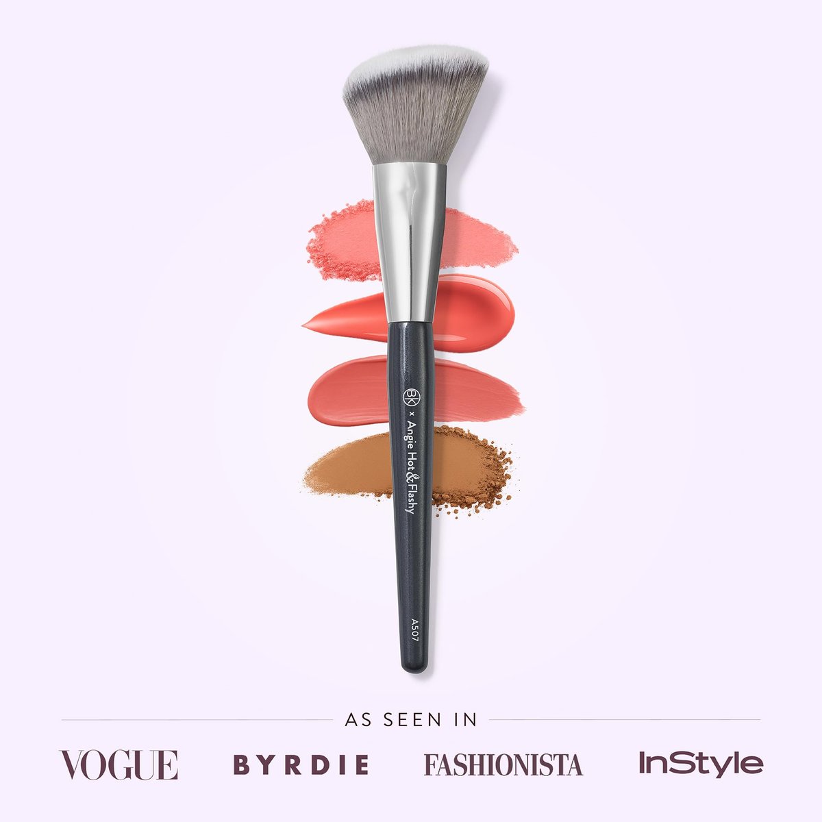 BK BEAUTY ANGIE HOT & FLASHY A507 Angled Blush Brush – Fluffy Synthetic Brush for Blush, Bronzer & Contour, Seamless Streak-Free Finish Avelisse