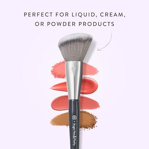 BK BEAUTY ANGIE HOT & FLASHY A507 Angled Blush Brush – Fluffy Synthetic Brush for Blush, Bronzer & Contour, Seamless Streak-Free Finish Avelisse