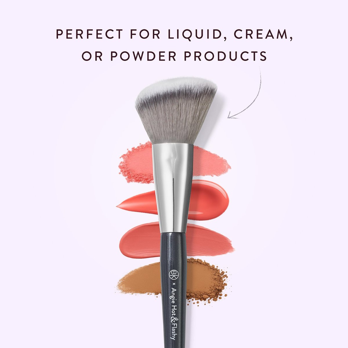 BK BEAUTY ANGIE HOT & FLASHY A507 Angled Blush Brush – Fluffy Synthetic Brush for Blush, Bronzer & Contour, Seamless Streak-Free Finish Avelisse