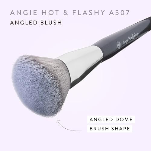 BK BEAUTY ANGIE HOT & FLASHY A507 Angled Blush Brush – Fluffy Synthetic Brush for Blush, Bronzer & Contour, Seamless Streak-Free Finish Avelisse