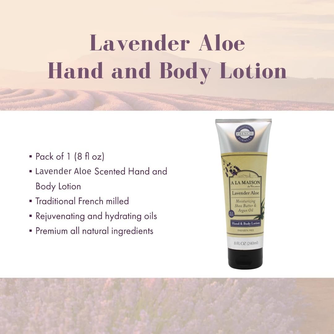 A LA MAISON Lavender Aloe Body Lotion – 8 Fl Oz – Hydrating & Soothing Moisturizer Avelisse