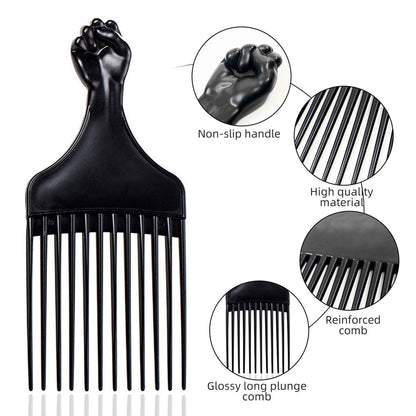Soft 'N Style Plastic Hair Pick Combs for Women and Men - 3 Pack Black Detangling Combs for Afro, Curly Hair Braiding and Styling