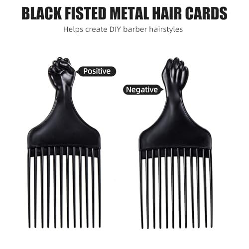 Soft 'N Style Plastic Hair Pick Combs for Women and Men - 3 Pack Black Detangling Combs for Afro, Curly Hair Braiding and Styling - görsel 7