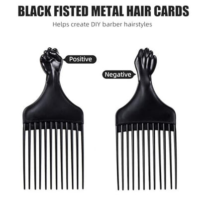 Soft 'N Style Plastic Hair Pick Combs for Women and Men - 3 Pack Black Detangling Combs for Afro, Curly Hair Braiding and Styling