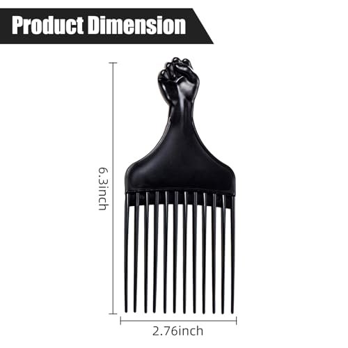 Soft 'N Style Plastic Hair Pick Combs for Women and Men - 3 Pack Black Detangling Combs for Afro, Curly Hair Braiding and Styling - görsel 3