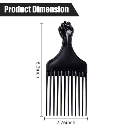 Soft 'N Style Plastic Hair Pick Combs for Women and Men - 3 Pack Black Detangling Combs for Afro, Curly Hair Braiding and Styling