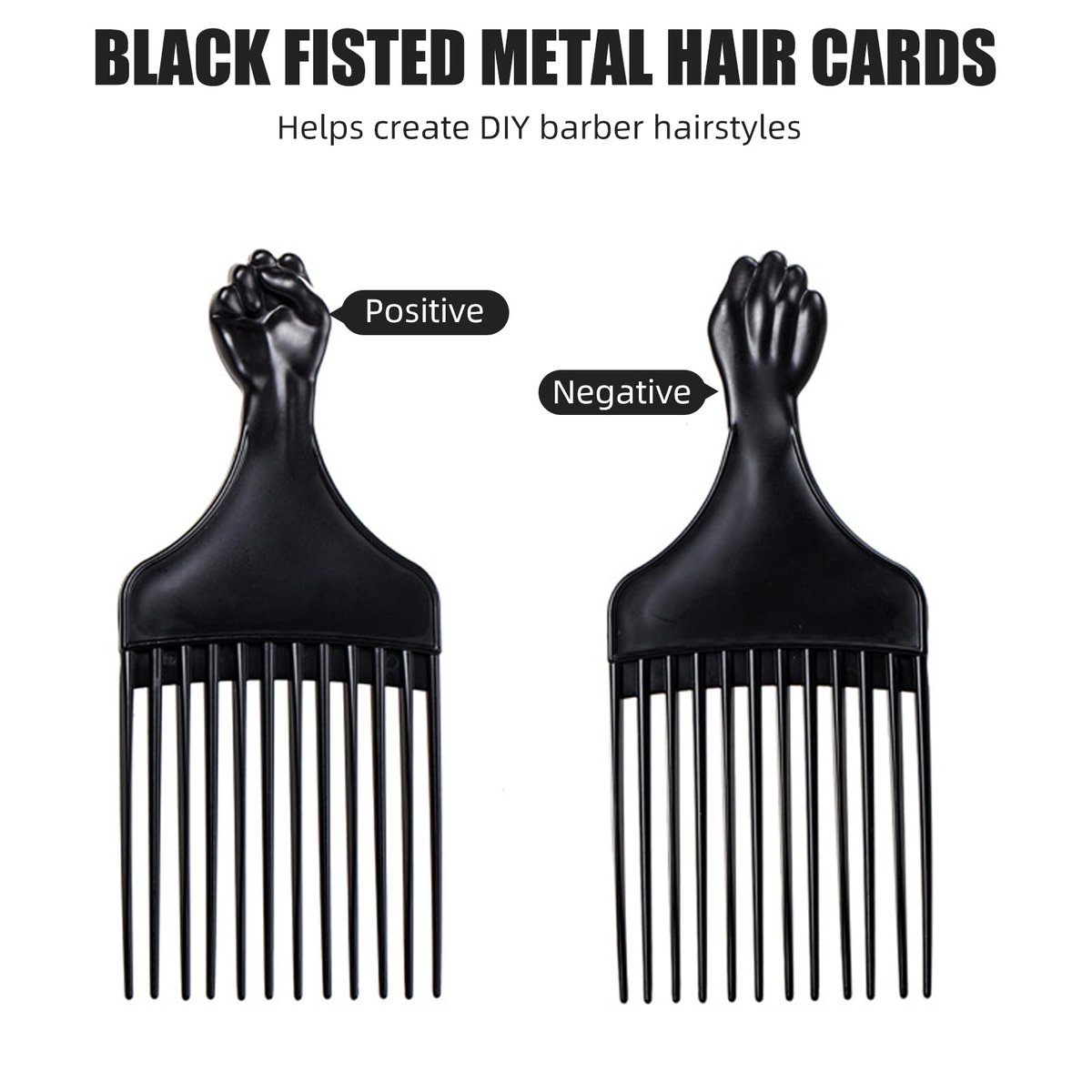 Soft 'N Style Plastic Hair Pick Combs for Women and Men - 3 Pack Black Detangling Combs for Afro, Curly Hair Braiding and Styling - görsel 8