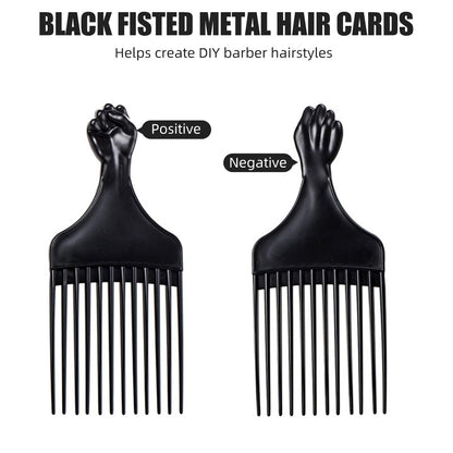 Soft 'N Style Plastic Hair Pick Combs for Women and Men - 3 Pack Black Detangling Combs for Afro, Curly Hair Braiding and Styling