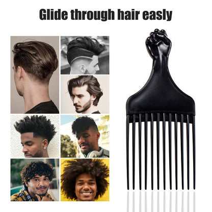 Soft 'N Style Plastic Hair Pick Combs for Women and Men - 3 Pack Black Detangling Combs for Afro, Curly Hair Braiding and Styling