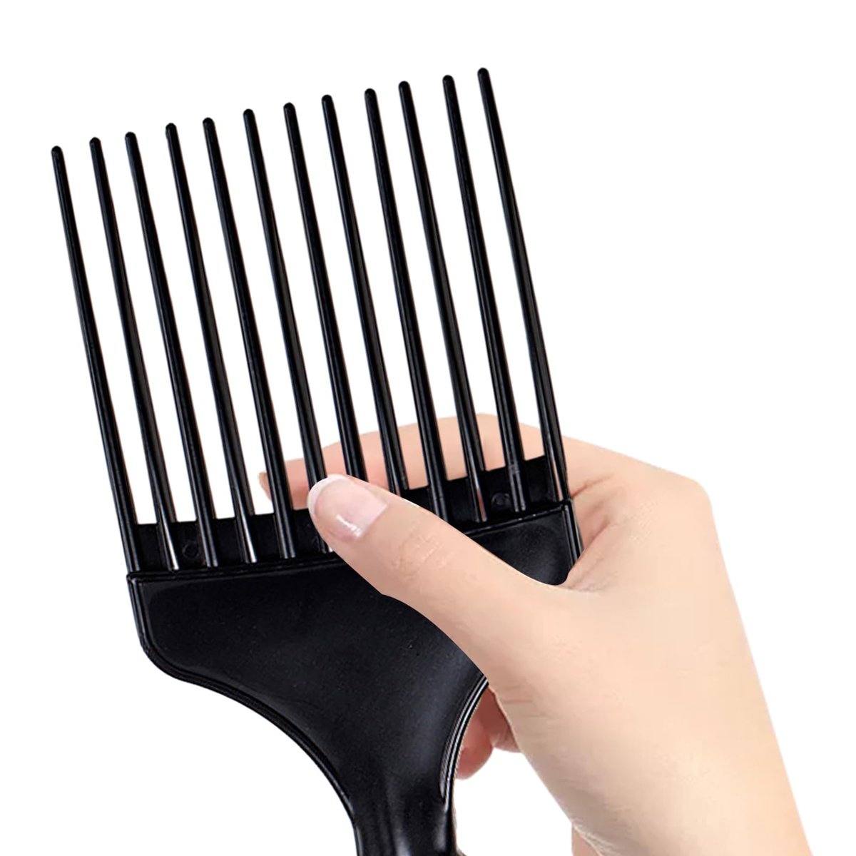 Soft 'N Style Plastic Hair Pick Combs for Women and Men - 3 Pack Black Detangling Combs for Afro, Curly Hair Braiding and Styling - görsel 6