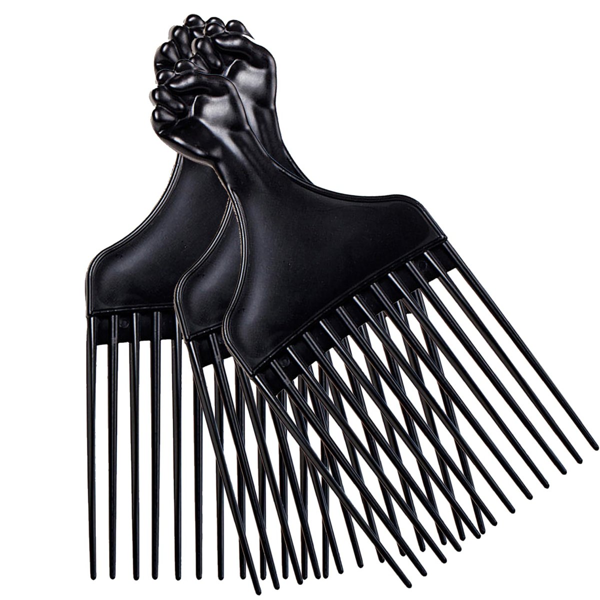 Soft 'N Style Plastic Hair Pick Combs for Women and Men - 3 Pack Black Detangling Combs for Afro, Curly Hair Braiding and Styling - görsel 2