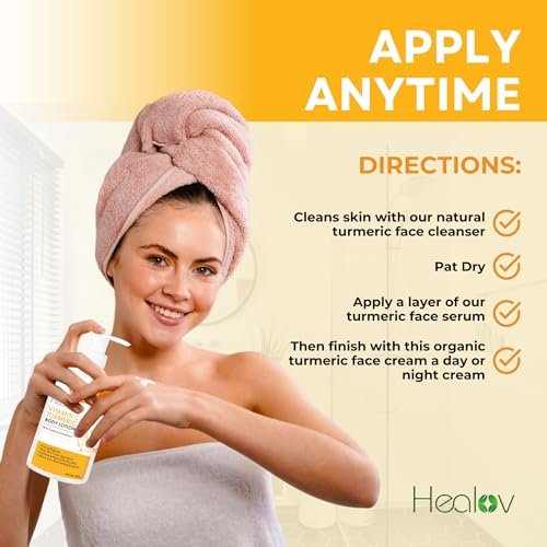 Healov Turmeric Lotion for Dark Spots – Natural Skin Brightening Body Lotion & Face Cream for Hyperpigmentation, Acne, Scars & Sun Damage – 10 oz - görsel 11
