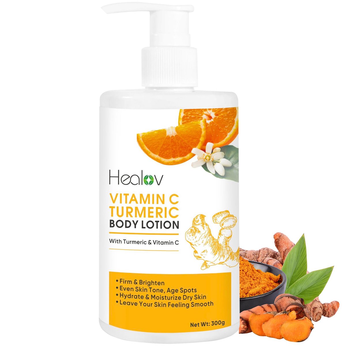 Healov Turmeric Lotion for Dark Spots – Natural Skin Brightening Body Lotion & Face Cream for Hyperpigmentation, Acne, Scars & Sun Damage – 10 oz - görsel 2