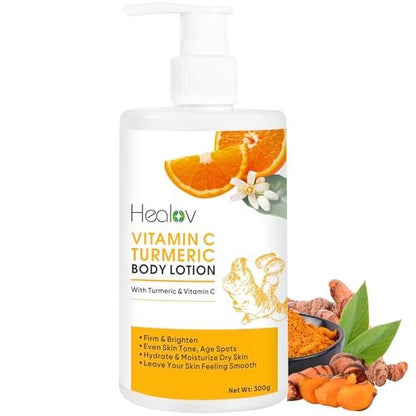 Healov Turmeric Lotion for Dark Spots – Natural Skin Brightening Body Lotion & Face Cream for Hyperpigmentation, Acne, Scars & Sun Damage – 10 oz