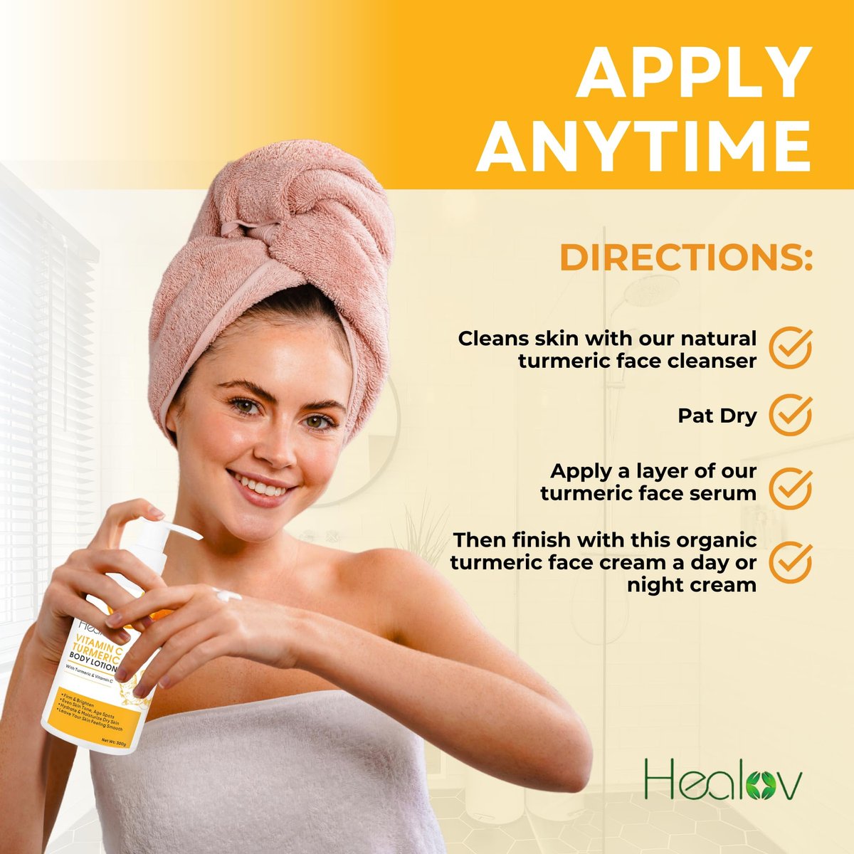Healov Turmeric Lotion for Dark Spots – Natural Skin Brightening Body Lotion & Face Cream for Hyperpigmentation, Acne, Scars & Sun Damage – 10 oz - görsel 12