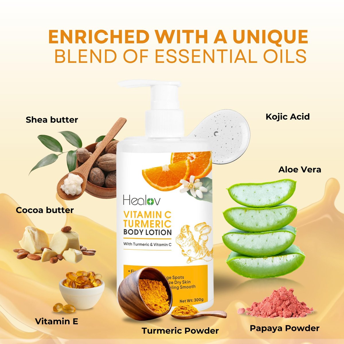 Healov Turmeric Lotion for Dark Spots – Natural Skin Brightening Body Lotion & Face Cream for Hyperpigmentation, Acne, Scars & Sun Damage – 10 oz - görsel 10