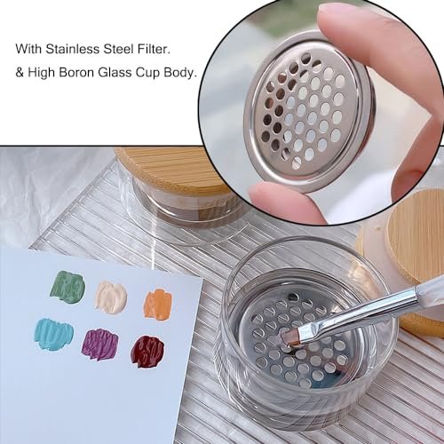 KACHIMOO Nail Brushes Washing Cup Dappen Dish for Acrylic Nails - Layered Nail Art Brush Wash Cup with Lid - görsel 9