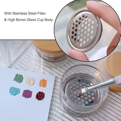 KACHIMOO Nail Brushes Washing Cup Dappen Dish for Acrylic Nails - Layered Nail Art Brush Wash Cup with Lid