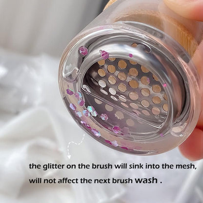 KACHIMOO Nail Brushes Washing Cup Dappen Dish for Acrylic Nails - Layered Nail Art Brush Wash Cup with Lid